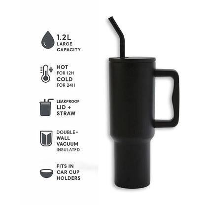 Phoenixx Premium Insulated Tumbler with Straw – 24-Hour Hot & Cold, Leak-Proof Travel Mug 1200 ML